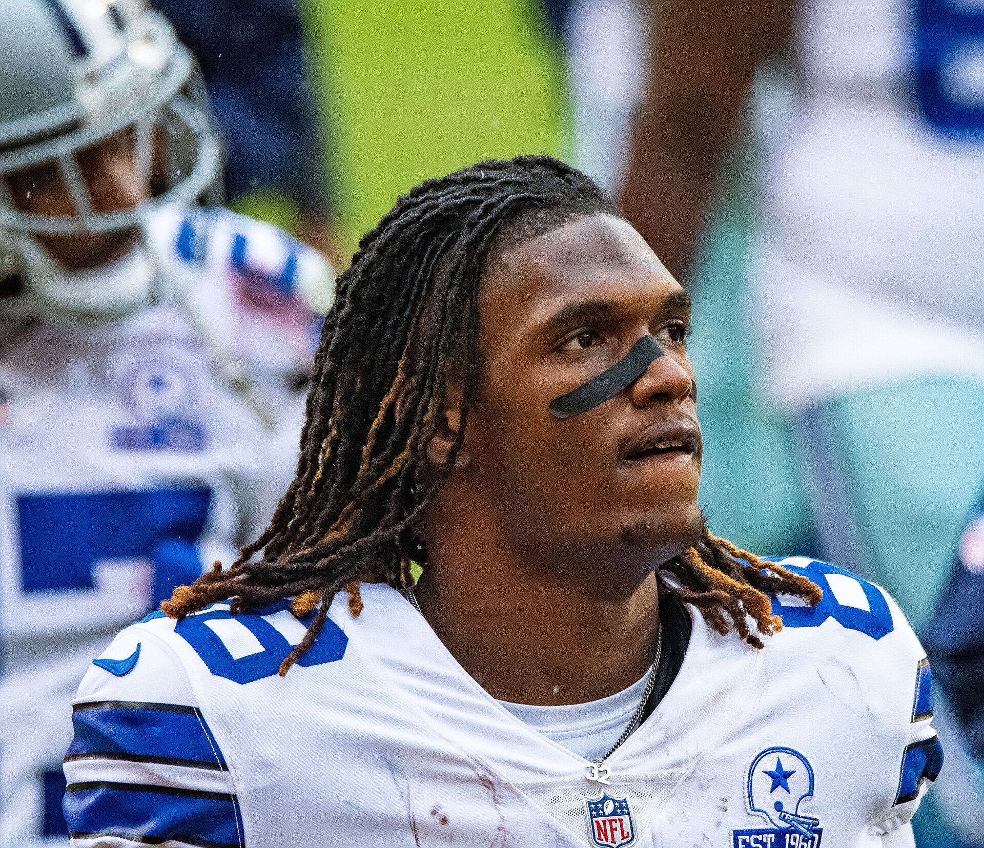 CeeDee Lamb in a Dallas Cowboys uniform, who caught two touchdown passes in the Cowboys Eagles final score on Monday Night Football