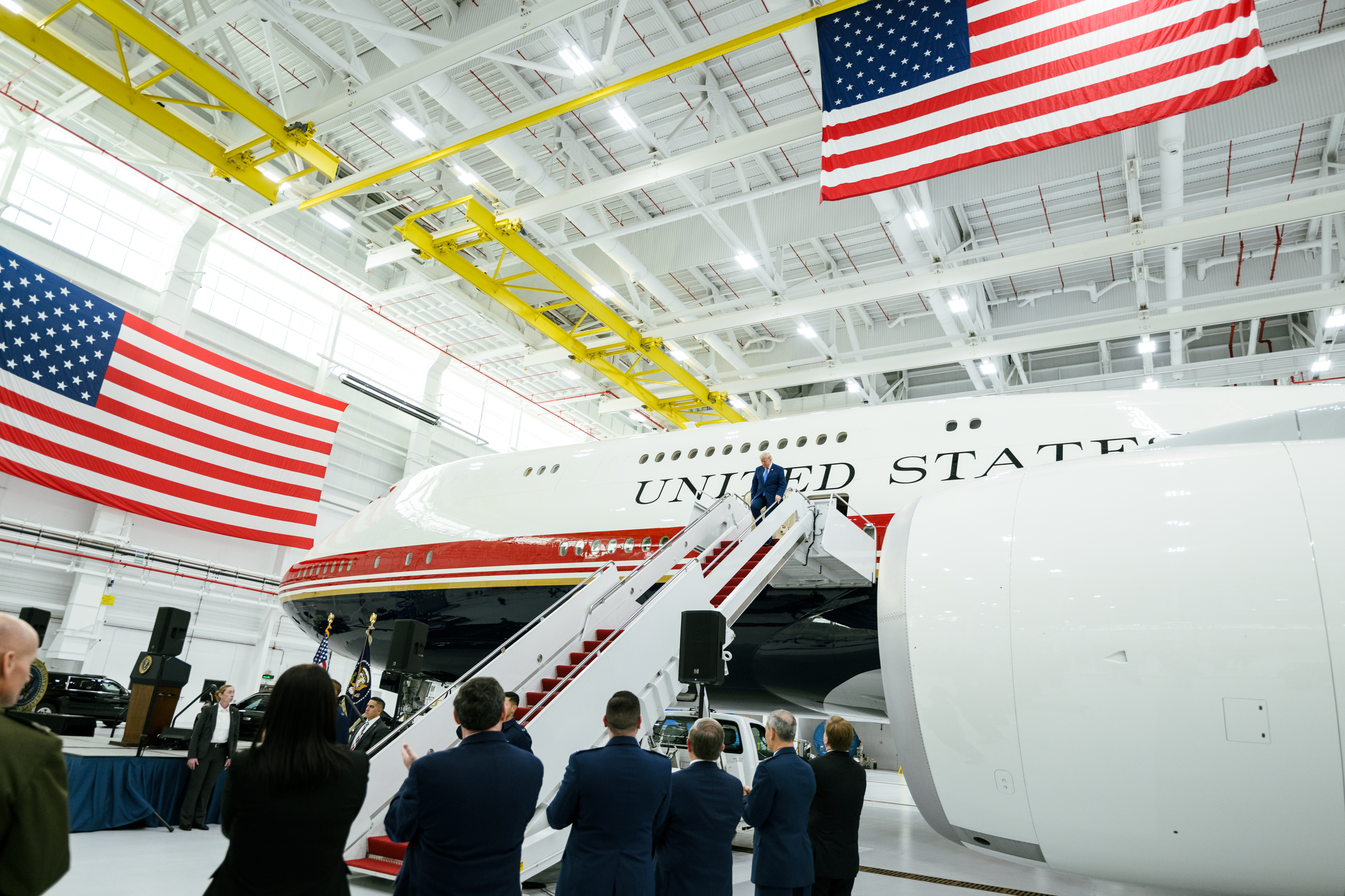 President Donald Trump boards the new Air Force One at Joint Base Andrews, June 2026 — Trump Iran decision rests with the president