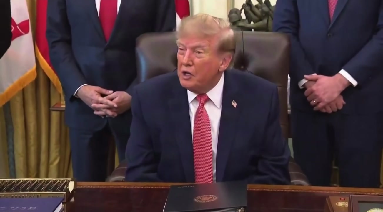 President Donald Trump speaking at the Resolute desk in the Oval Office during the WHIP event on October 20, 2026