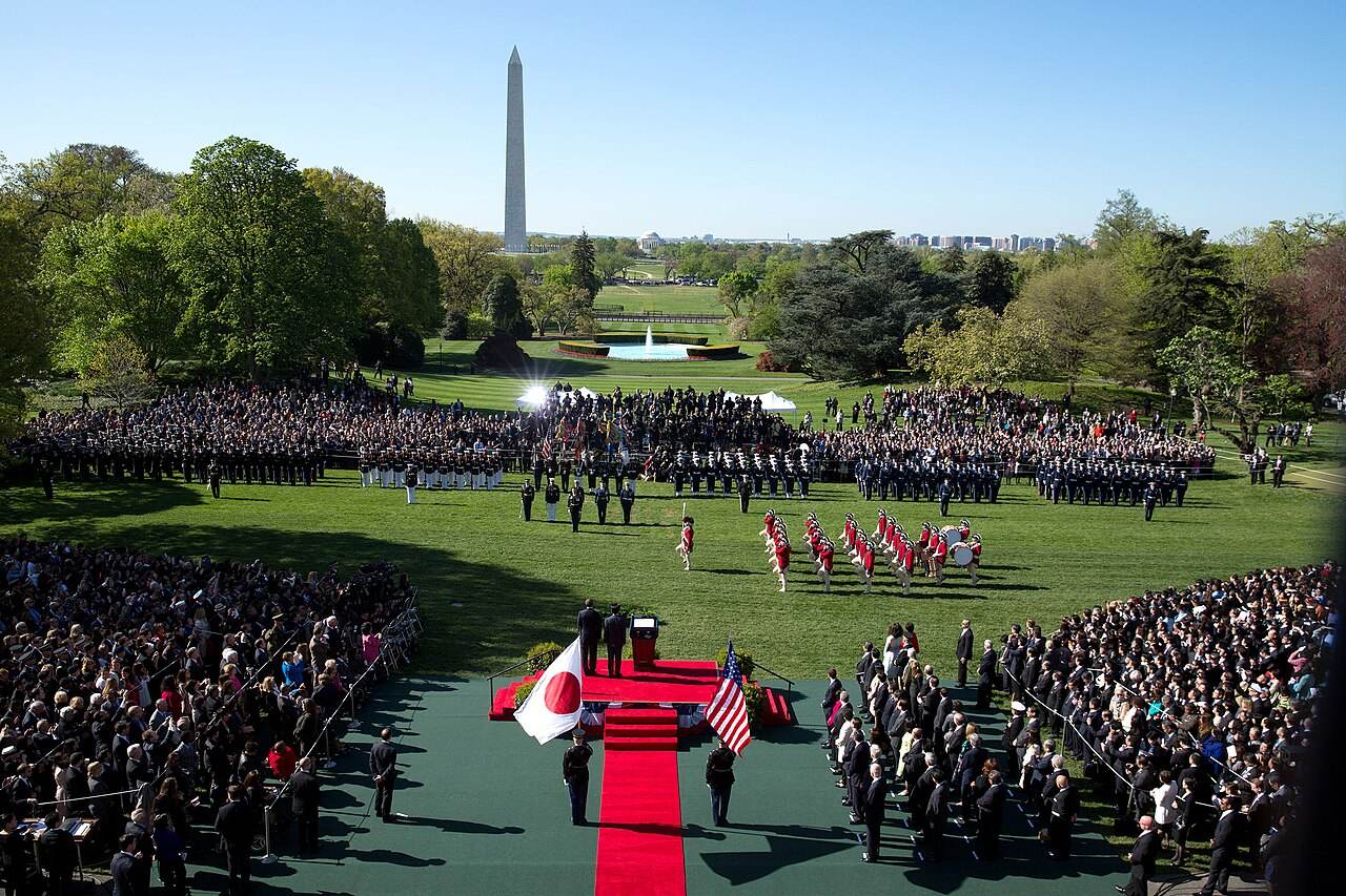 The White House South Lawn, where Trump and Xi held their September 2026 state arrival ceremony with 479 military personnel.