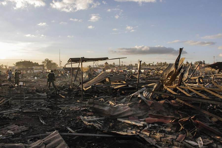 Aftermath of the 2016 San Pablito fireworks market explosion in Tultepec, Mexico