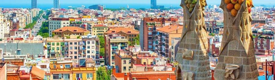 Barcelona cityscape in Spain during warm shoulder-season weather
