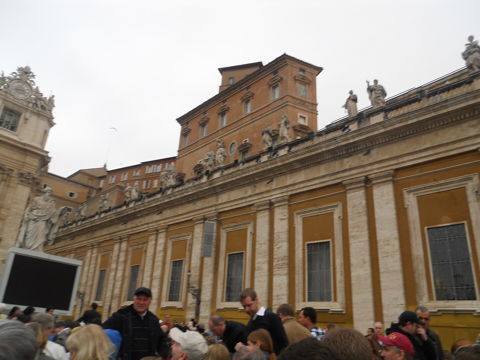 The Apostolic Palace above St Peter's Square, from whose window Pope Leo delivered his Yemen appeal at the Sunday Angelus