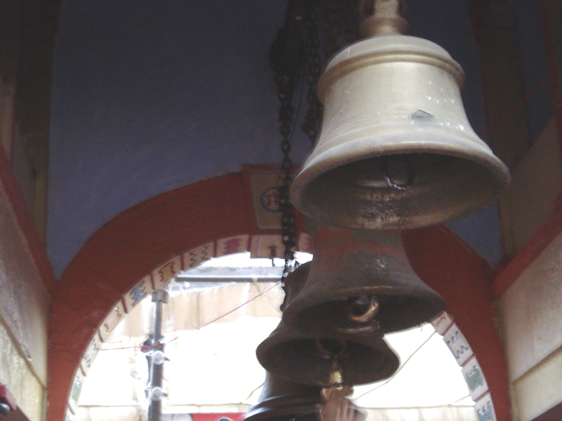 Temple bell (ghanta) at Sheetla Mata Temple Gwalior — Gwalior truck accident context