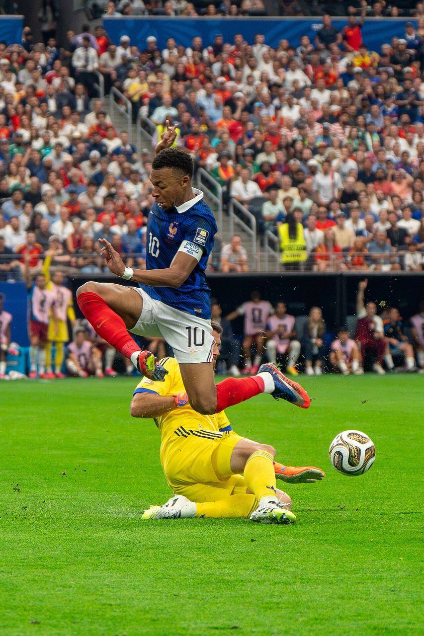 Kylian Mbappé playing for France during a 2026 international match