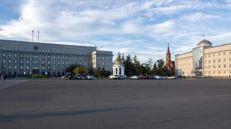 Speransky Square in central Irkutsk, Siberia, near the plague response zone