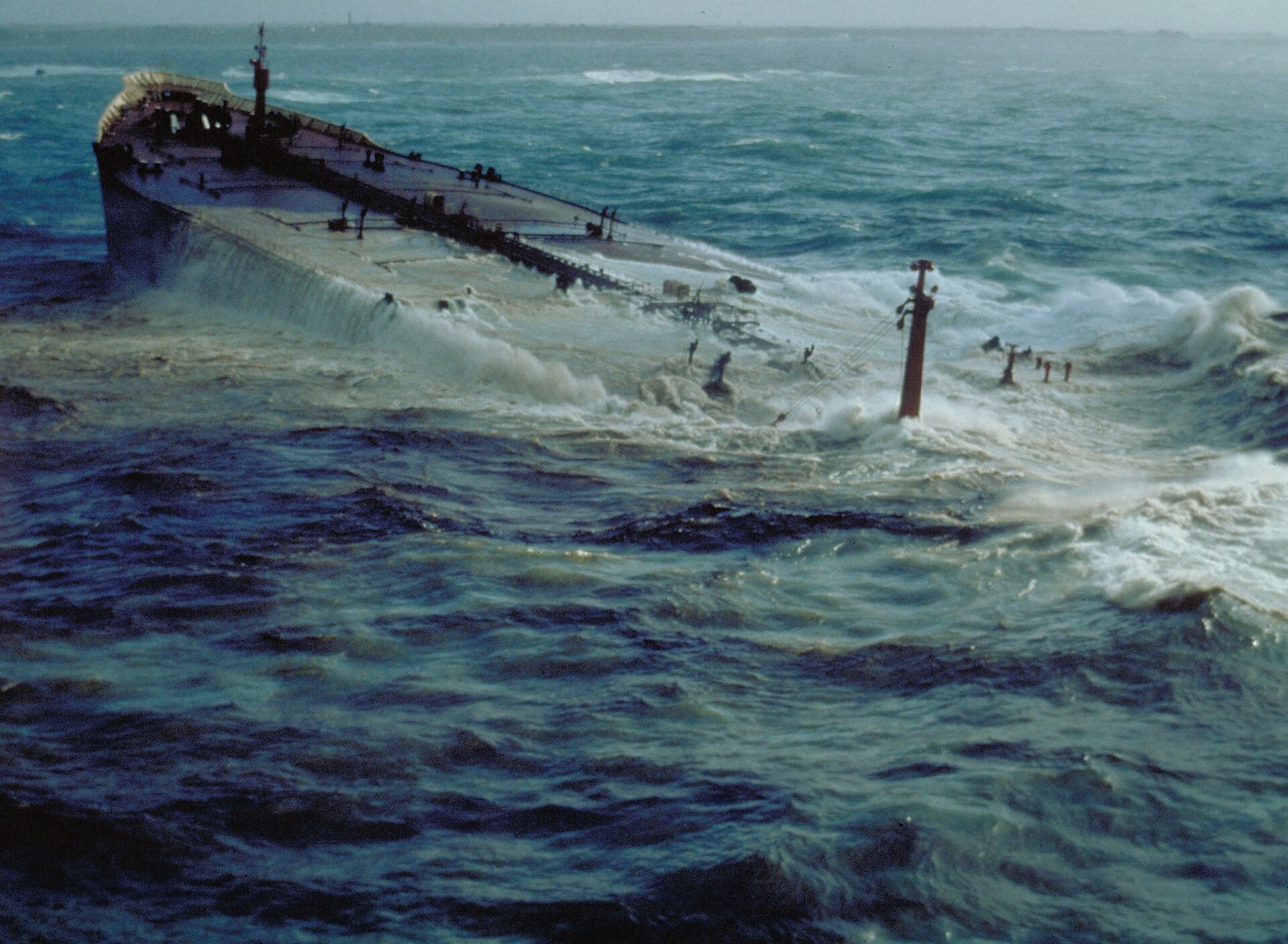 An oil tanker at sea