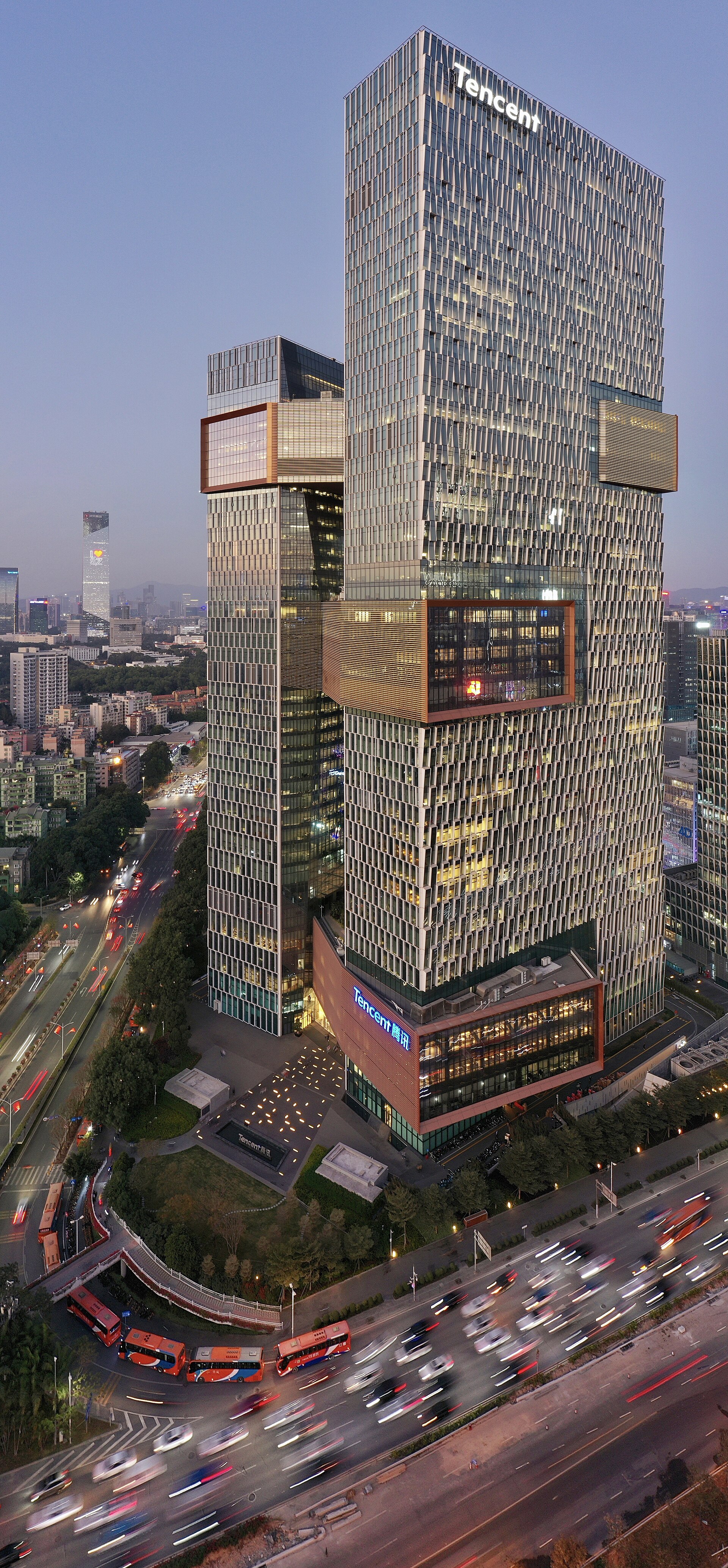 DeepSeek $15 billion funding round — Tencent's Binhai towers headquarters in Shenzhen, China; Tencent is reported to be one of the two biggest backers of the round