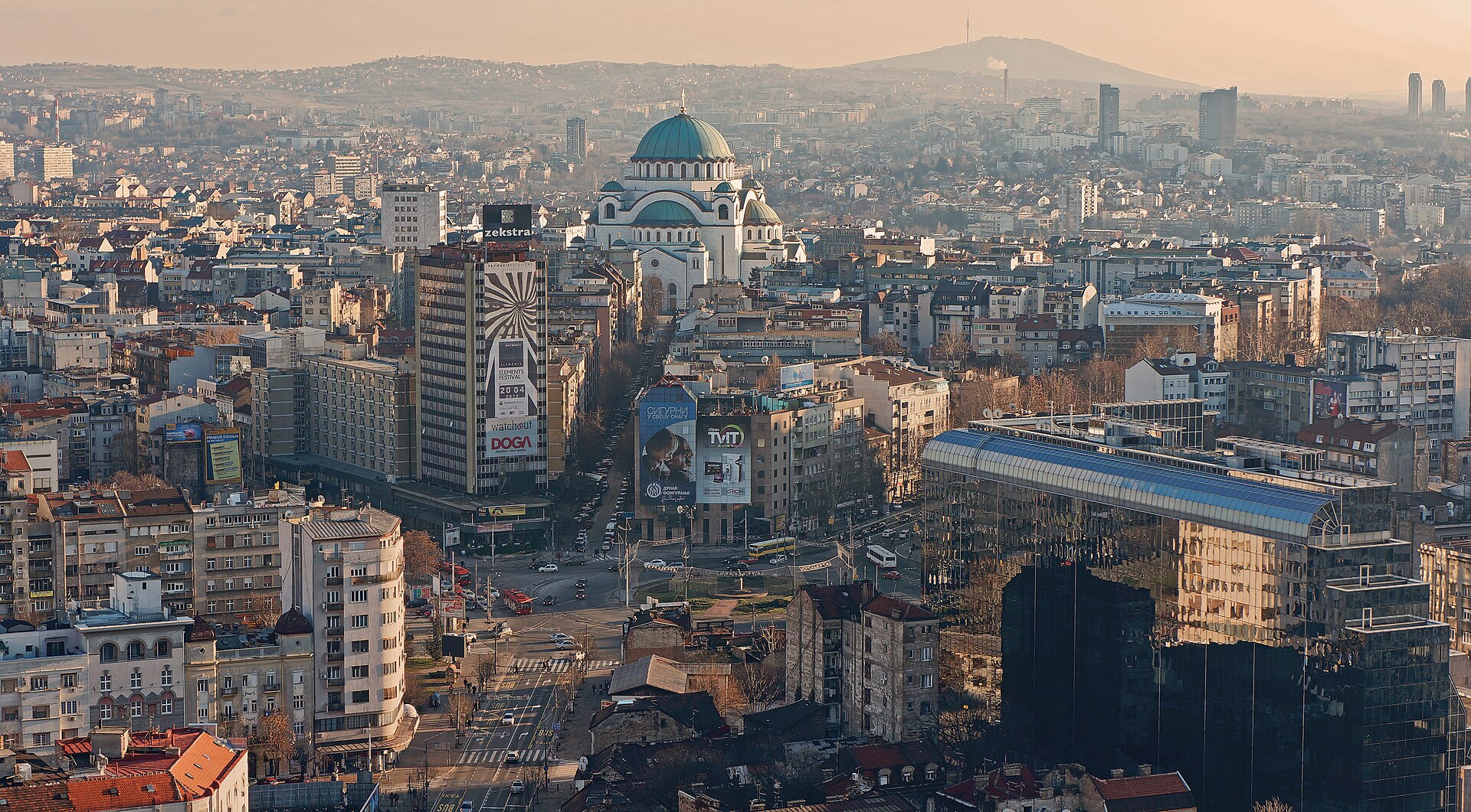 Belgrade panorama and the Temple of Saint Sava — Serbia raised its terror alert to red after the Israeli embassy Belgrade attack