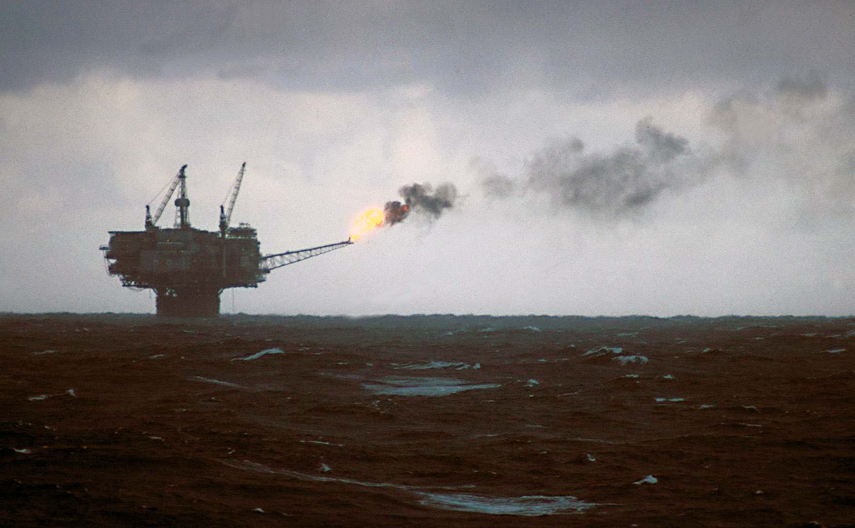 An offshore gas platform at sea — the Jackdaw field will tie into existing North Sea infrastructure