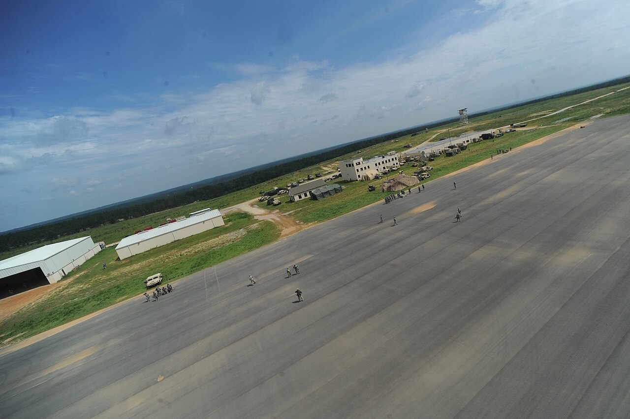 An aerial view of Holland Drop Zone at Fort Bragg, North Carolina, one of the first five bases selected for a nuclear microreactor under the Army Janus Program