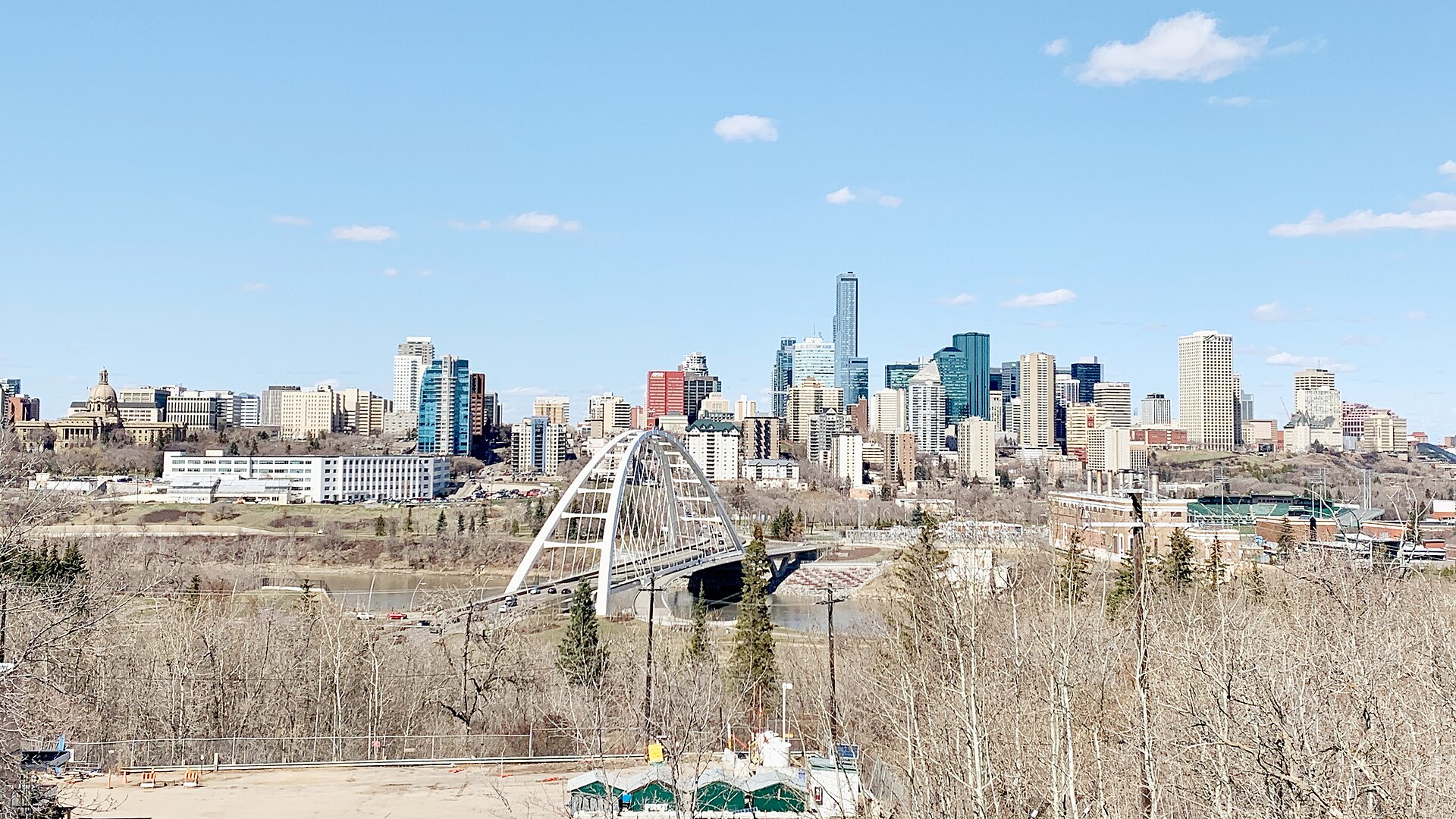 Downtown Edmonton skyline, Alberta, Canada — home of BioWare from 1995 until its closure