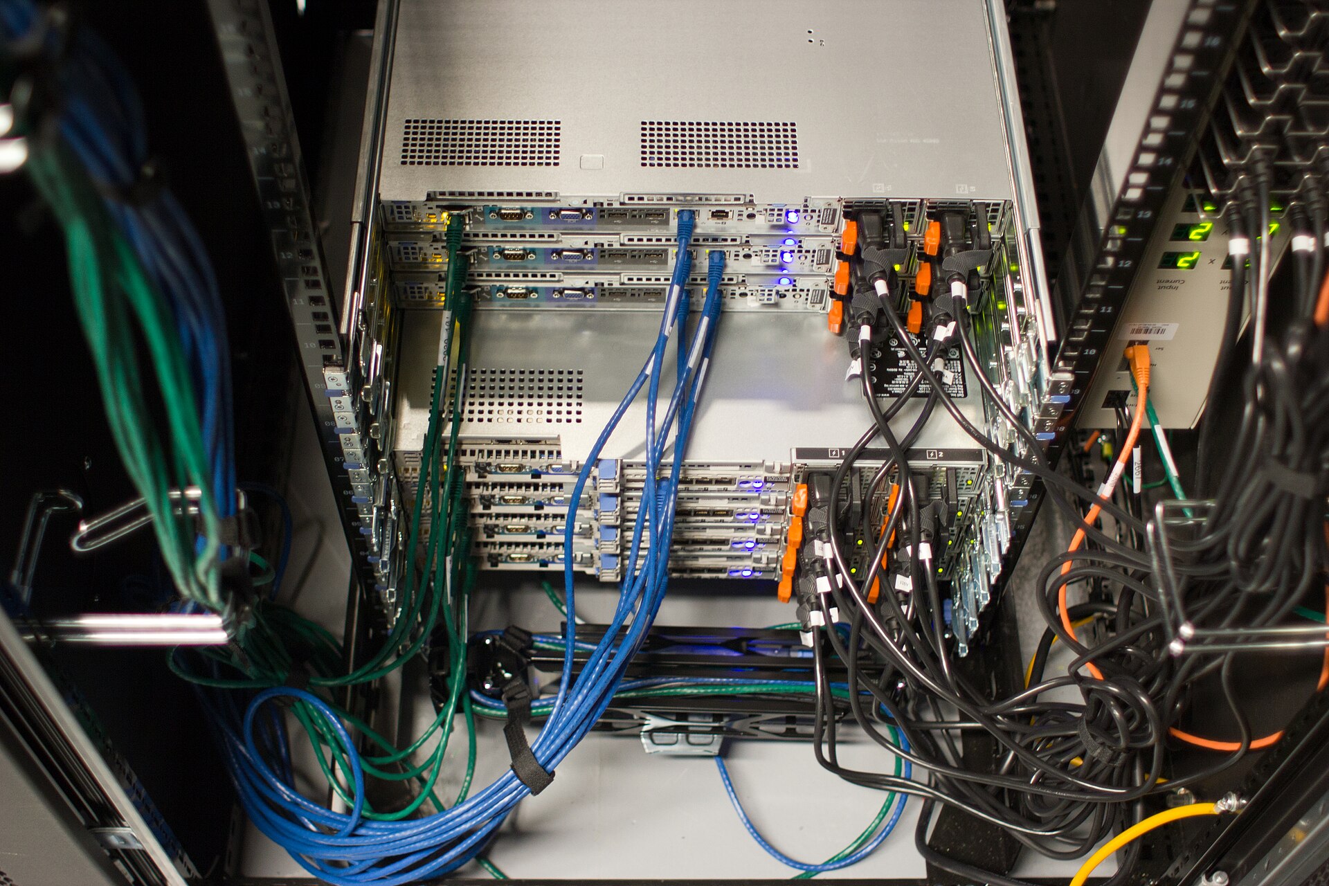 eMudhra weak certificate keys — close-up of rack-mounted servers and cabling in a data centre