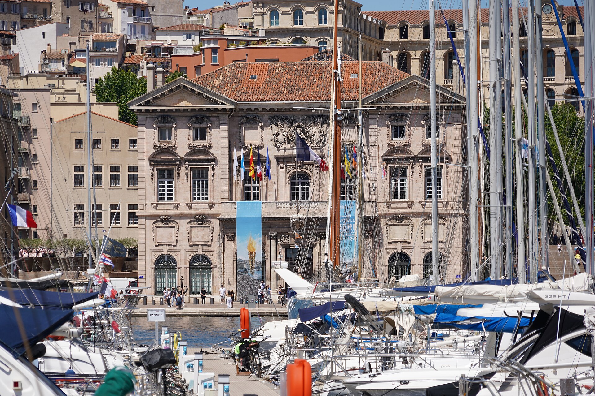 Marseille city hall across the Old Port, in the city where gatherings were banned after France's weekend riots