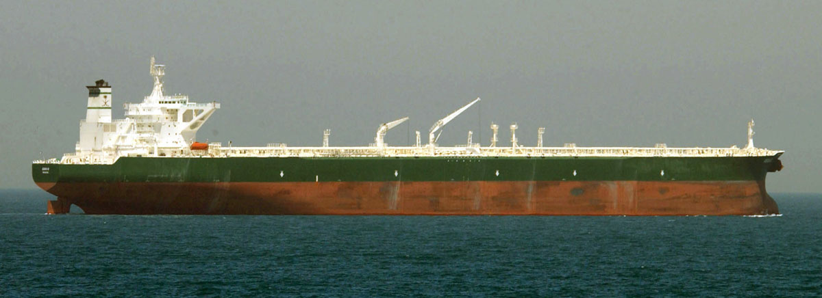 A crude oil supertanker at sea — file photo illustrating the Ukraine shadow fleet drone strikes on Russian-linked oil tankers.