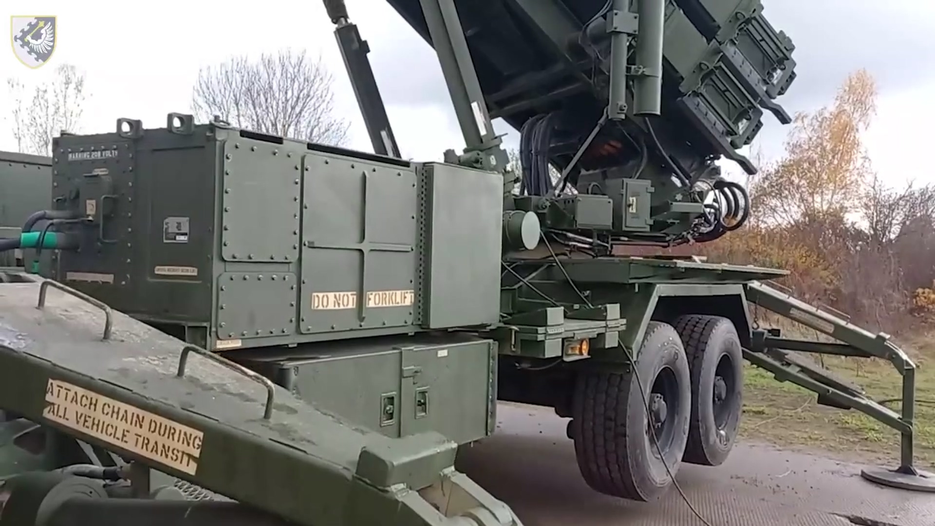 A Patriot air defense launcher in Ukrainian service