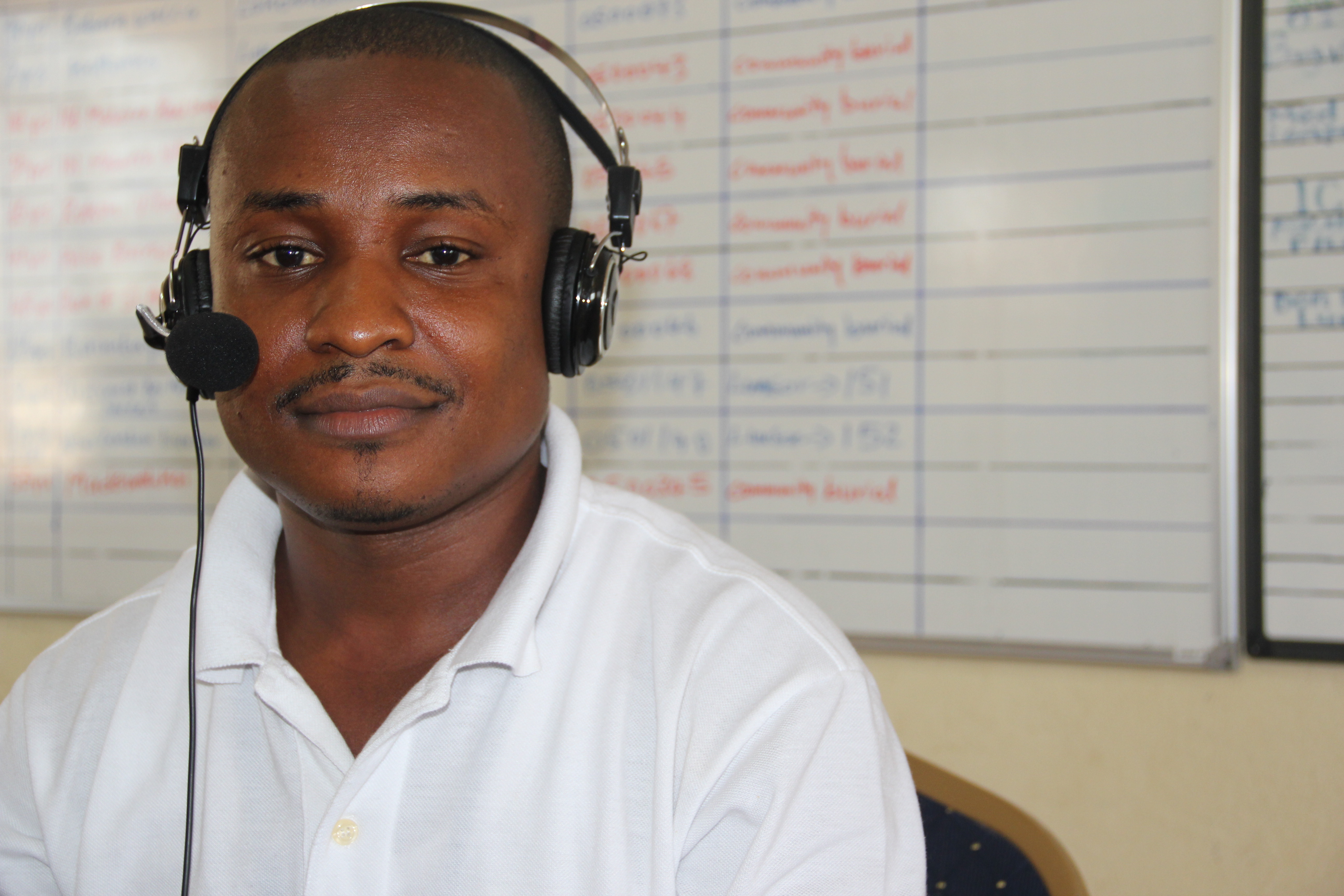 Kenya Ebola contact tracing — an Ebola response centre helpline worker, in a file photo from the West African outbreak