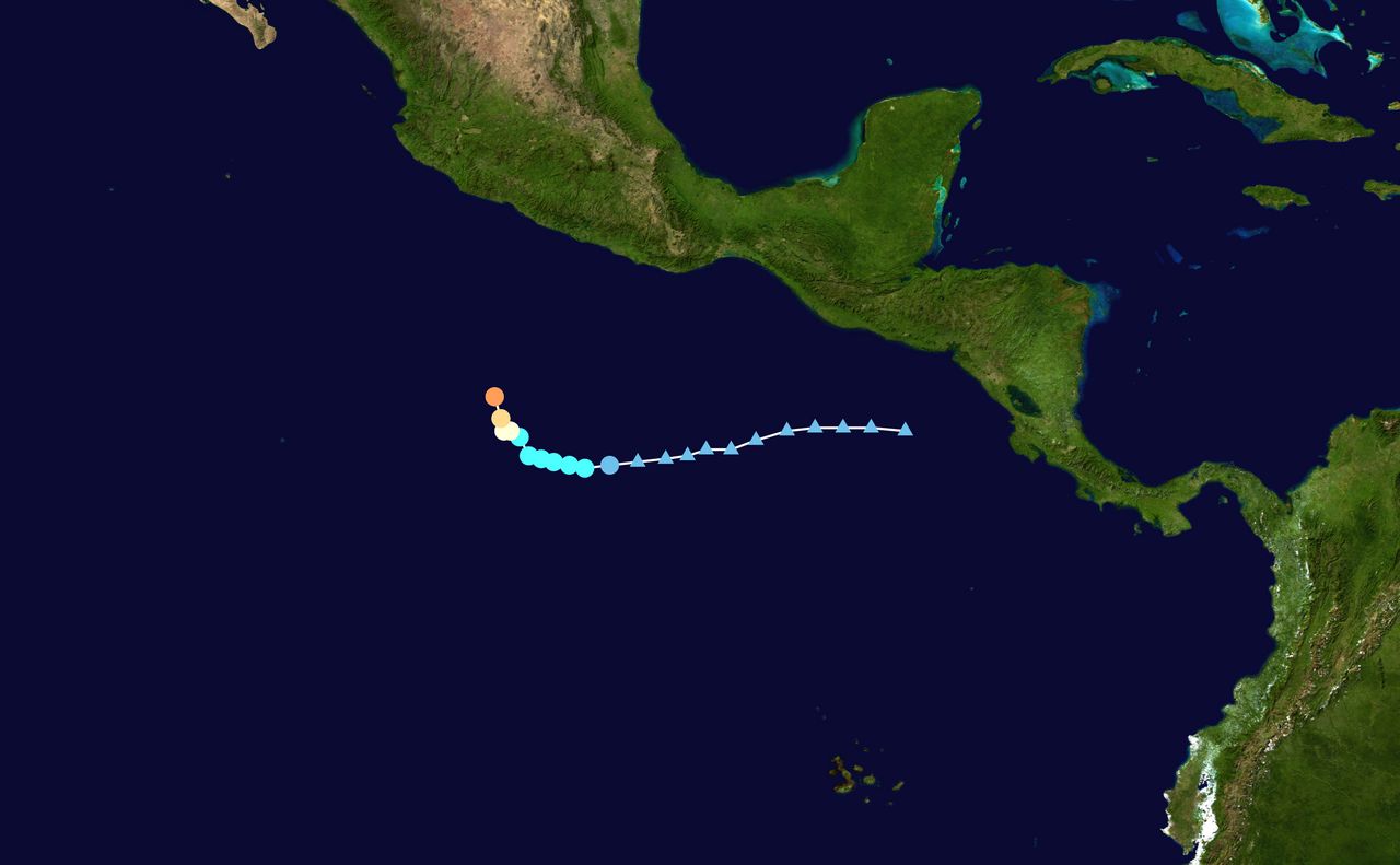 Track map of Hurricane Vance path through the eastern Pacific in October 2026