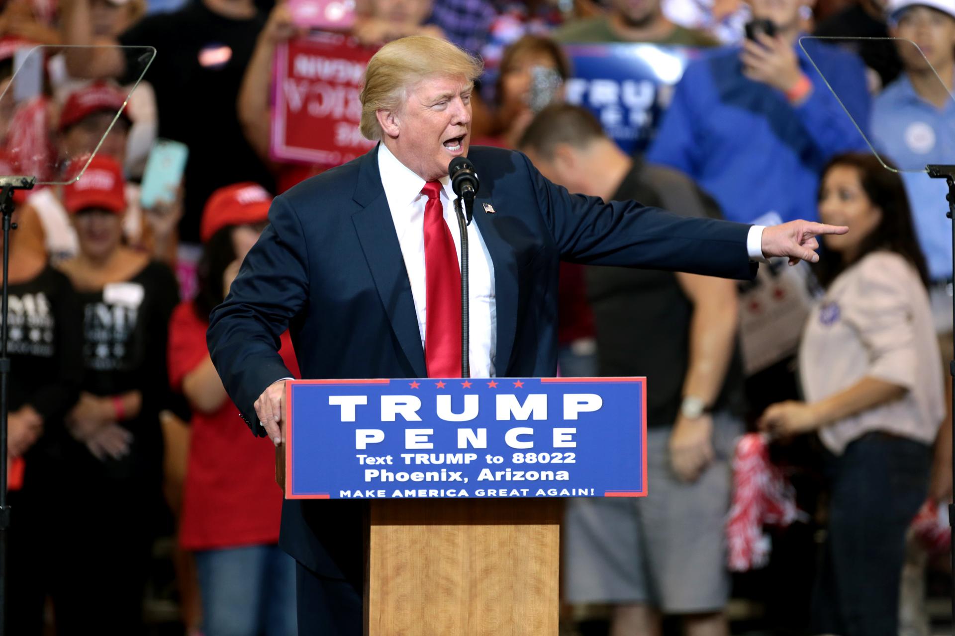 Trump Libya remarks — President Donald Trump speaking at a campaign rally (file photo)