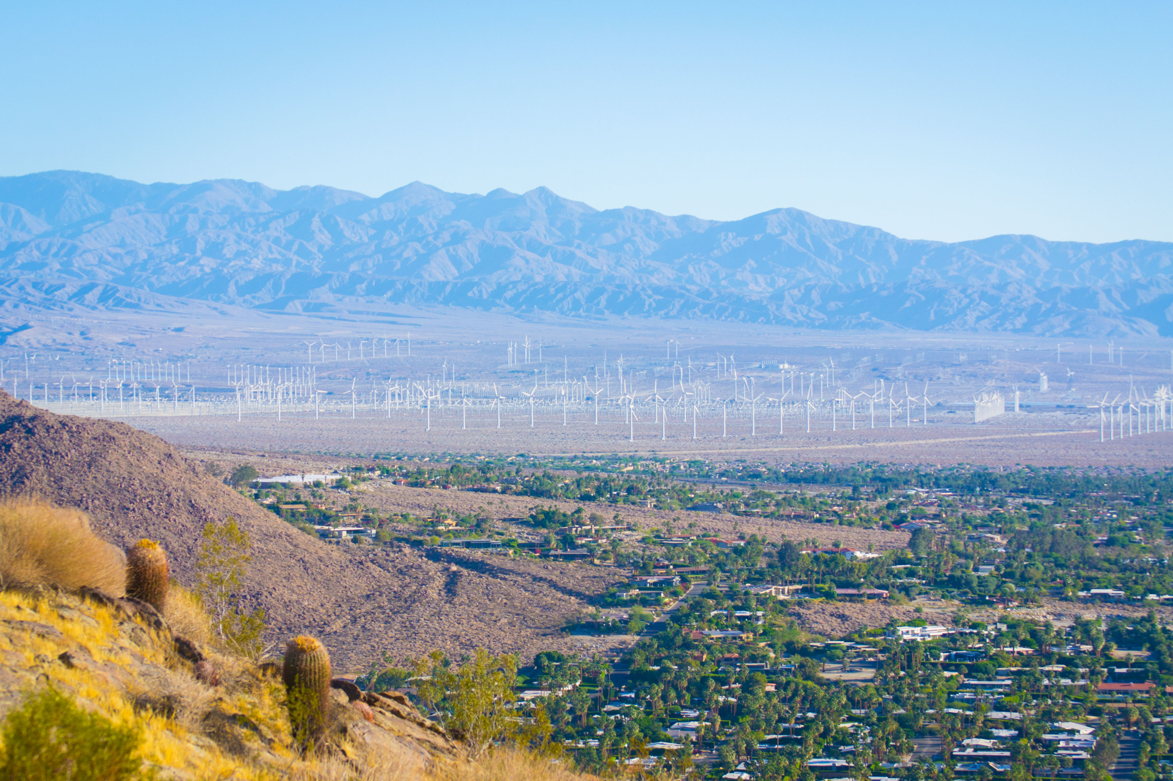 The San Gorgonio Pass wind farm above Palm Springs, at the western edge of the Coachella Valley in Riverside County