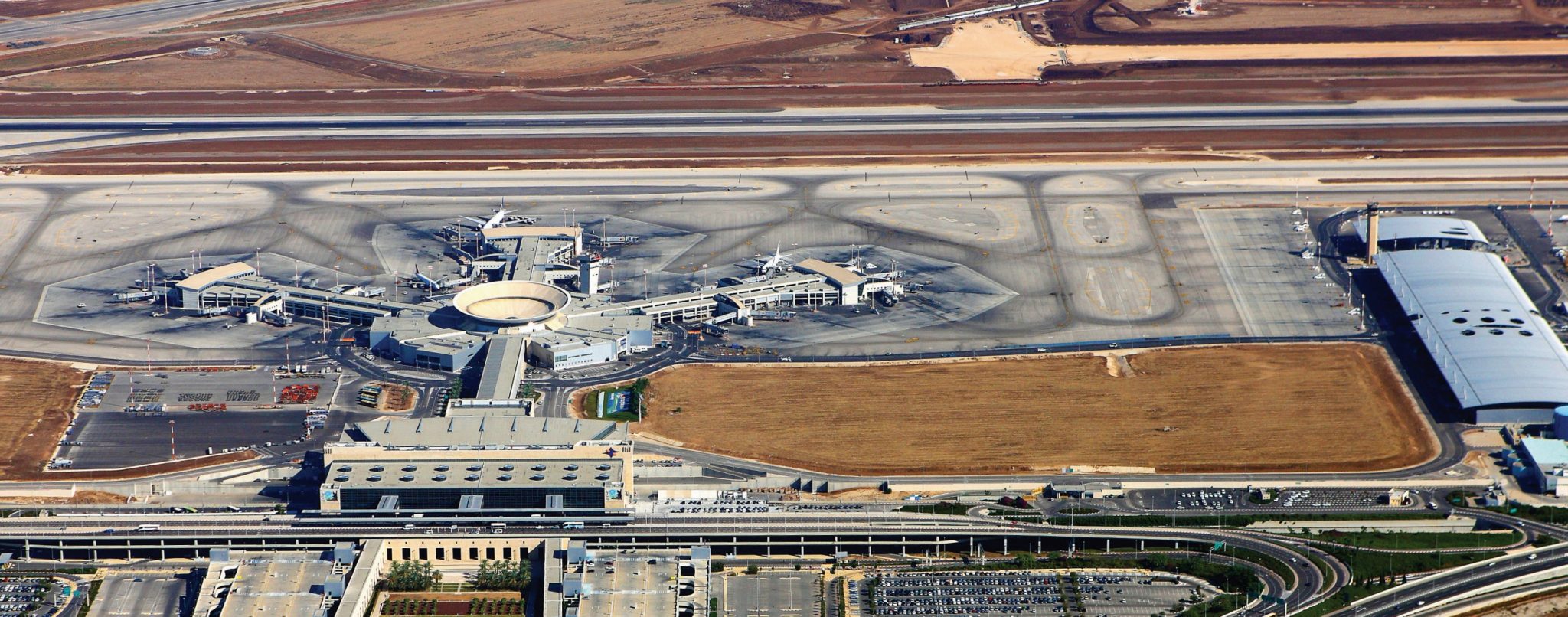 Panoramic exterior view of Ben Gurion Airport, the reported target of the FlyDubai co-pilot plot