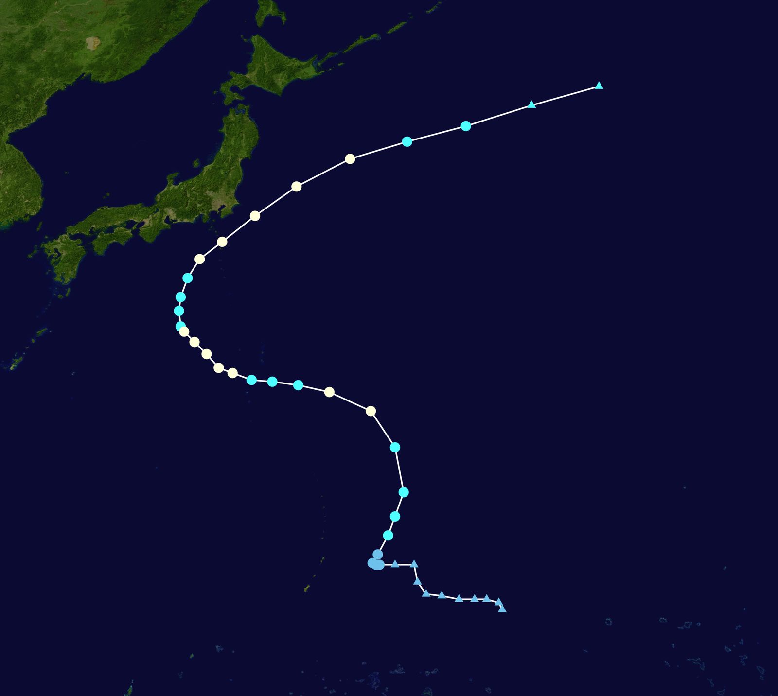 Track map of Typhoon Dujuan's path toward Japan, September 2026