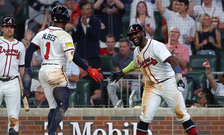 Ozzie Albies and Michael Harris II together in Atlanta Braves uniforms