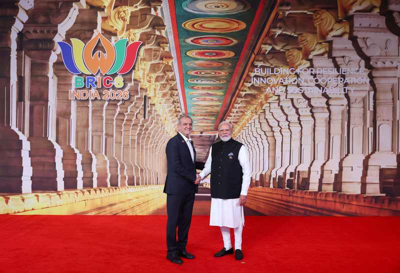 Iranian President Masoud Pezeshkian at the BRICS summit in New Delhi