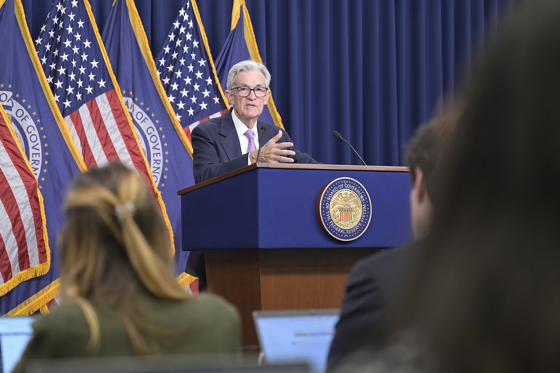 Federal Reserve Chair Jerome Powell at a press conference — file photo for the Fed meeting October 27 28 2026