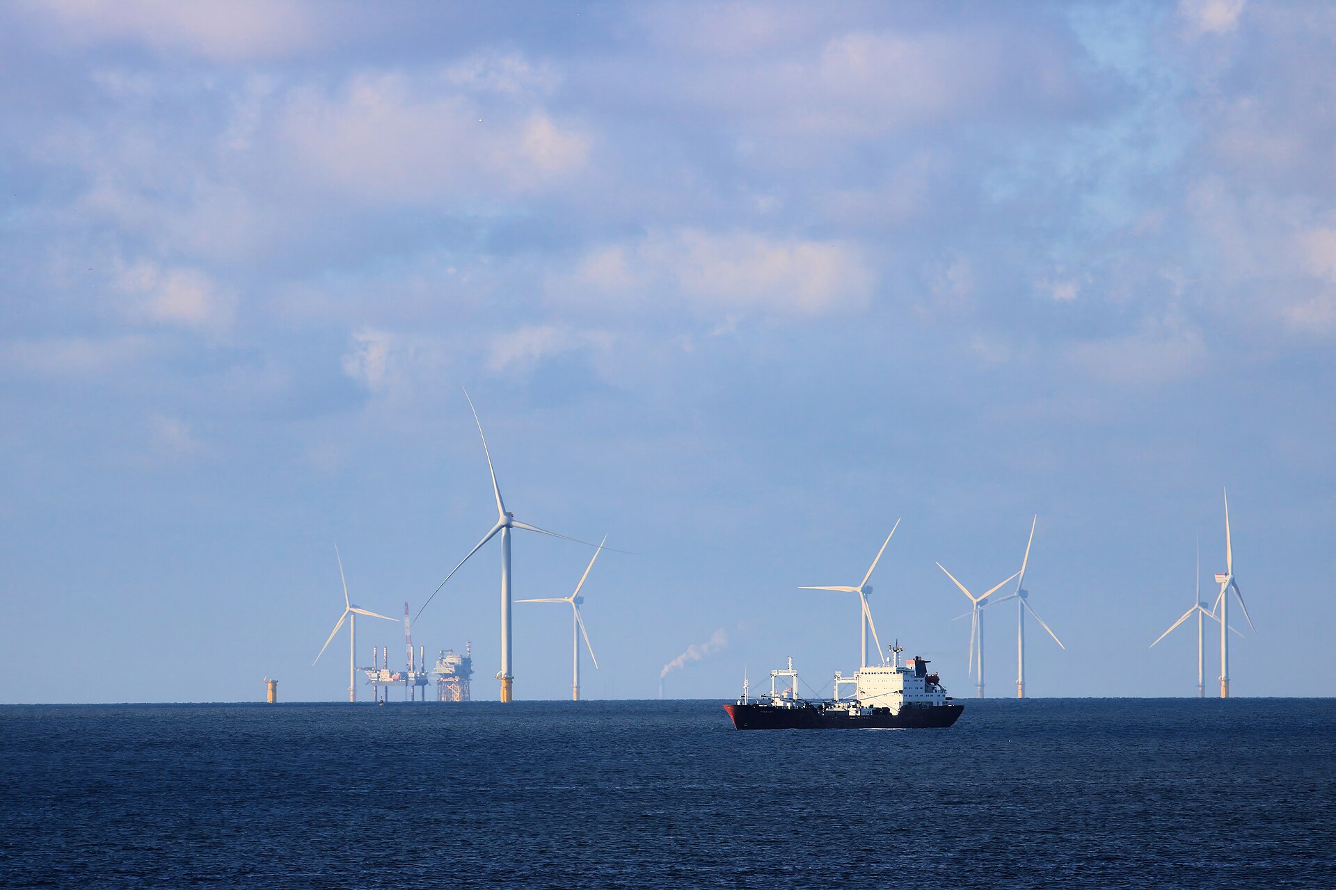 An oil tanker under way at sea