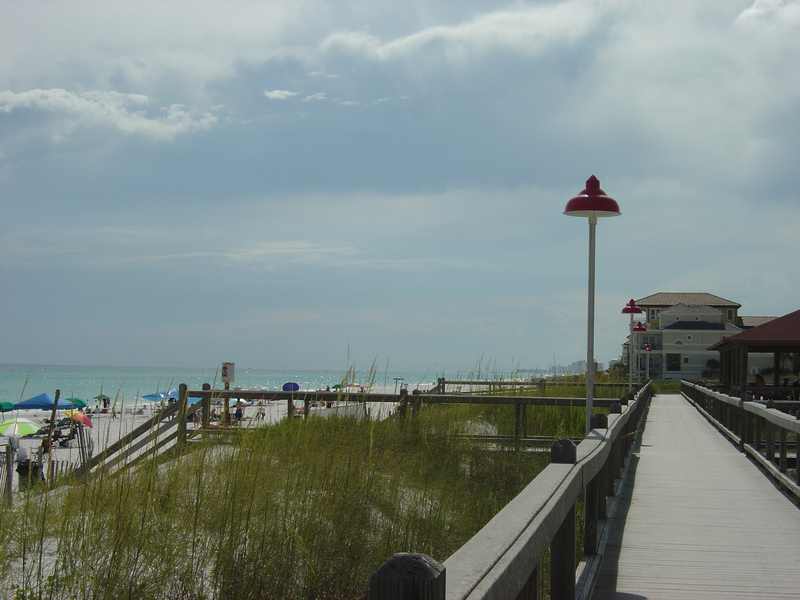 Destin Beach on Okaloosa Island — residents in coastal Zones A and B must evacuate by noon Thursday
