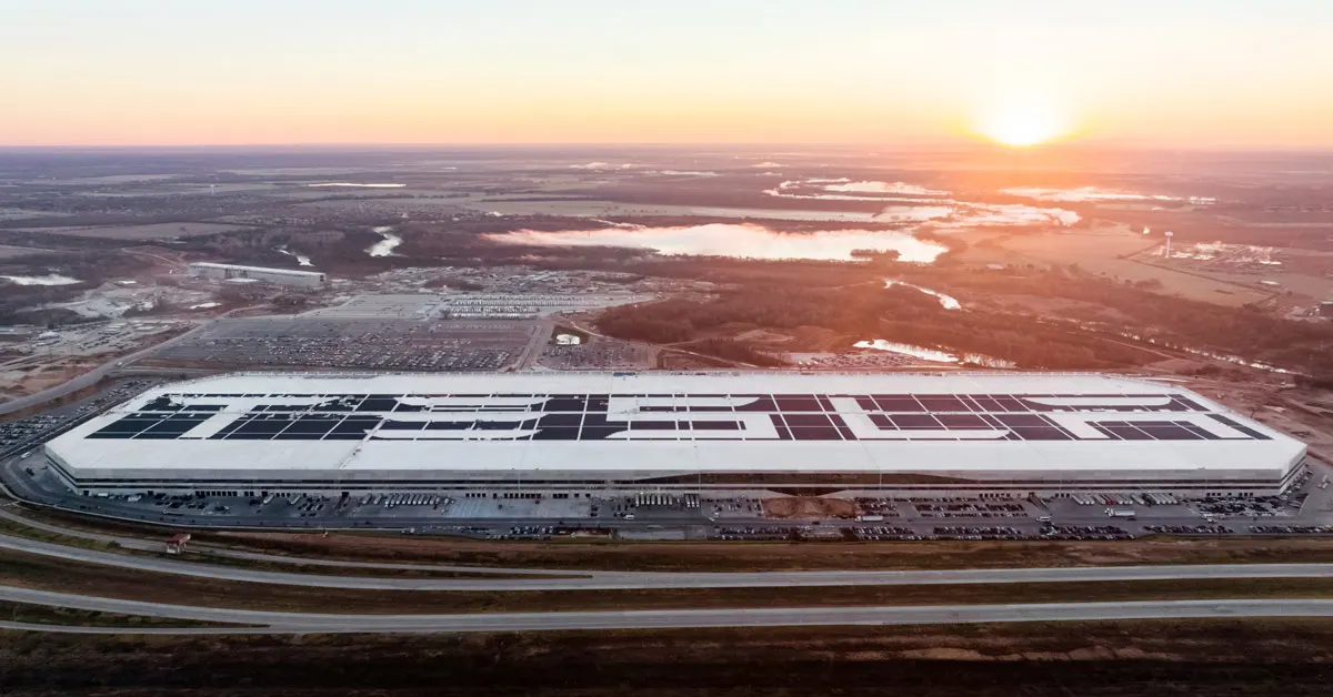 Aerial view of Tesla Giga Texas, where the company expanded AI training compute as part of Tesla capex 2026