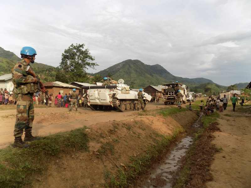 MONUSCO peacekeepers on patrol in North Kivu, eastern Congo, as fighting continues
