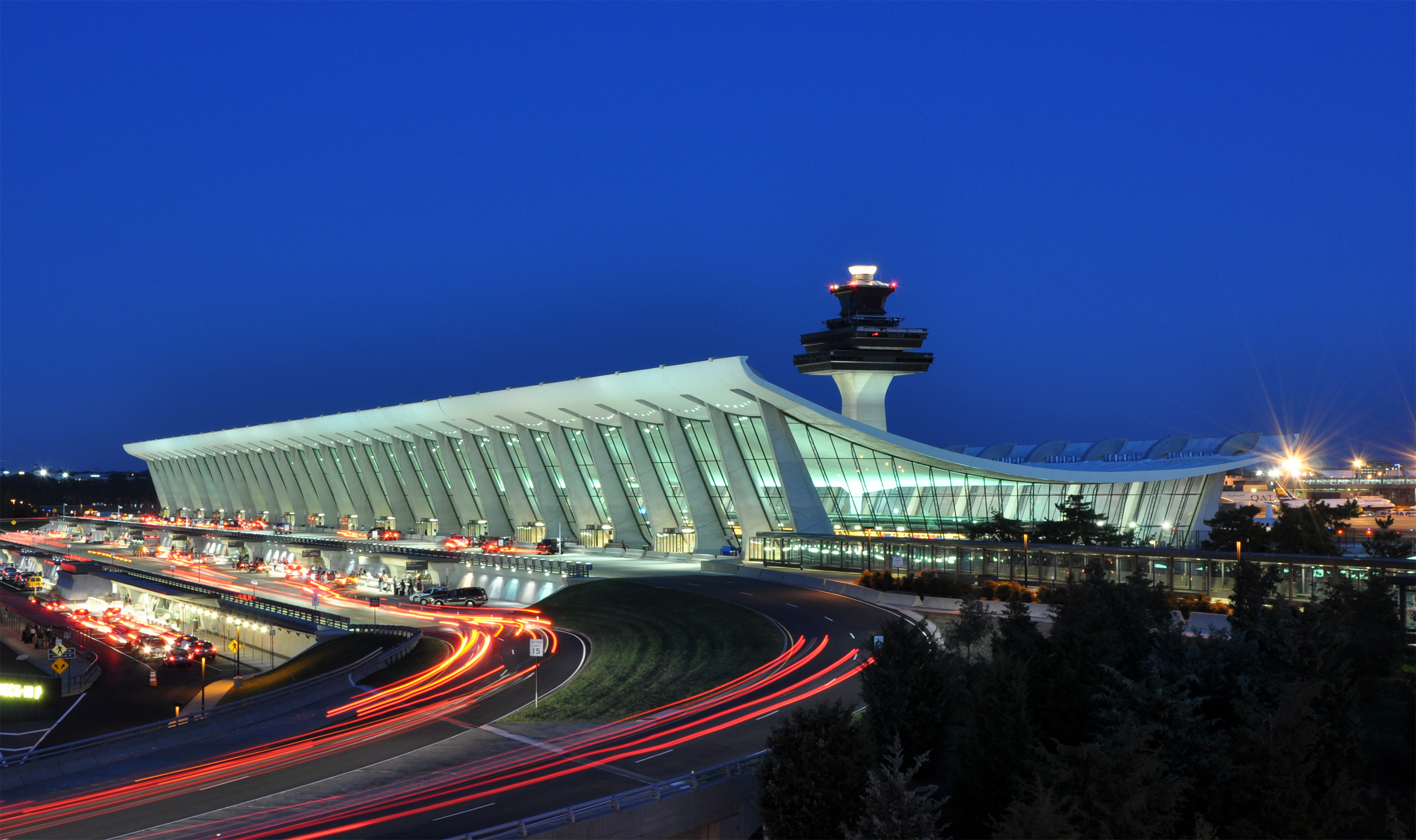 An international airport at dusk — US politicians have called for flight bans over the Siberia plague outbreak