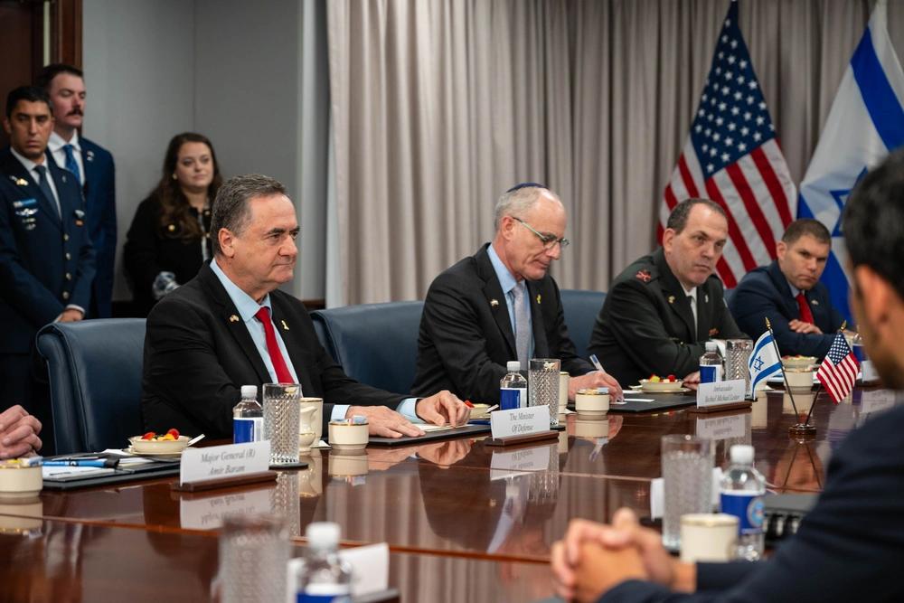 Israeli Defense Minister Israel Katz during a bilateral meeting at the Pentagon in July 2025
