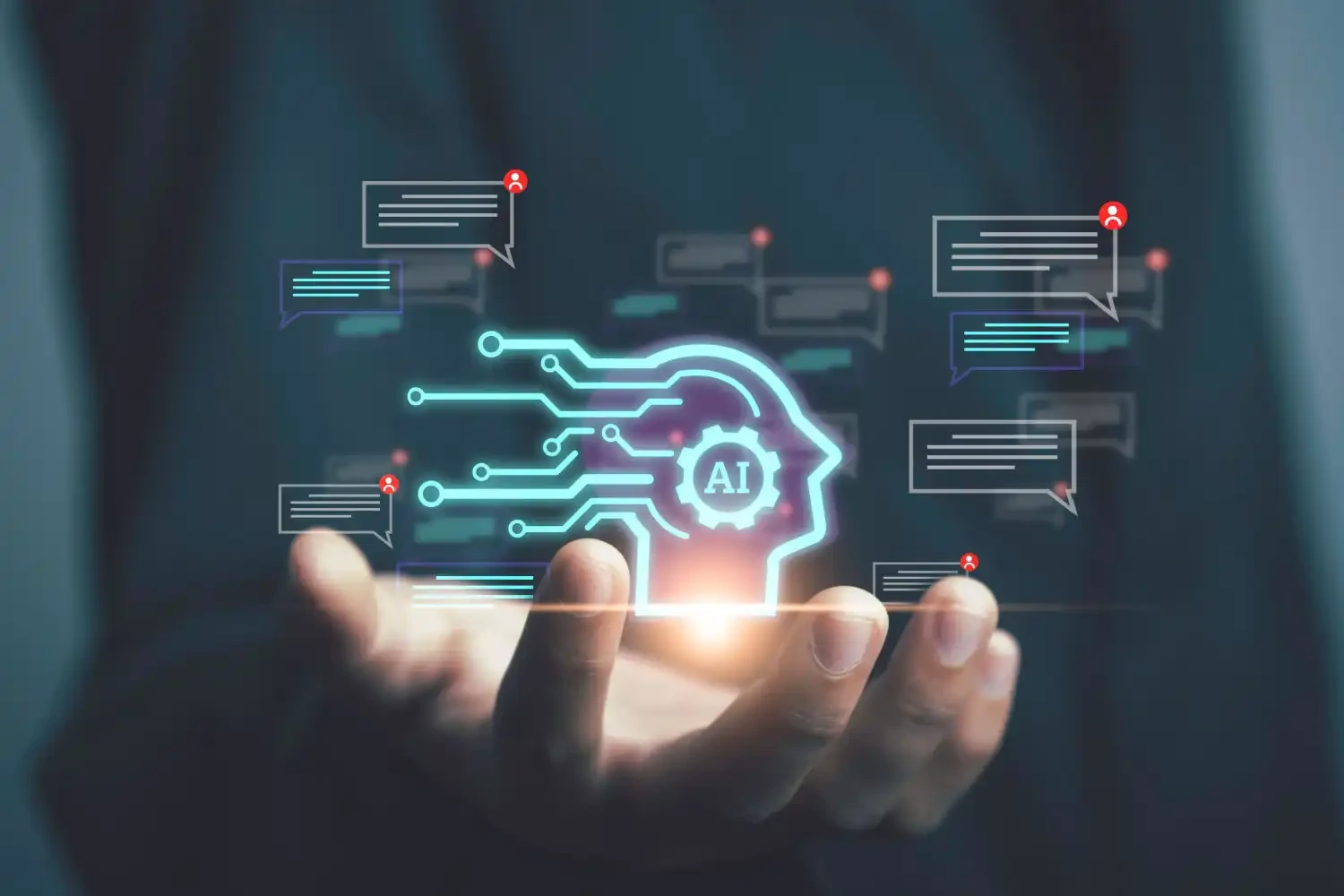 A conceptual graphic of artificial intelligence and messages