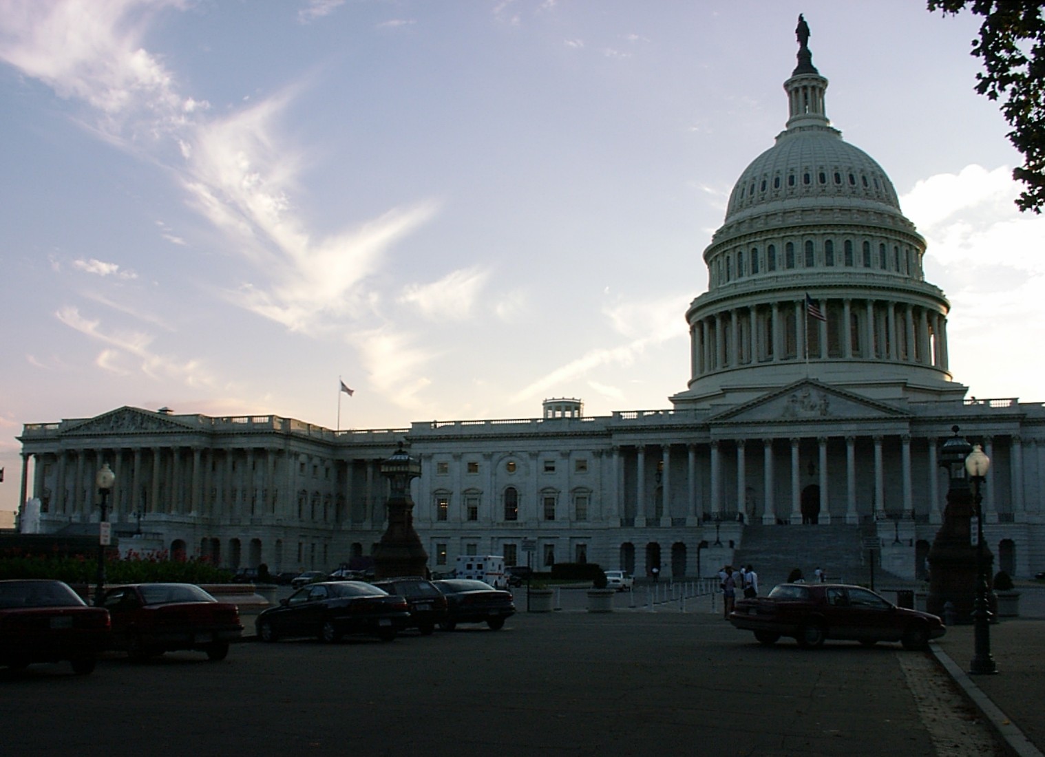 The U.S. Capitol backlit at dawn in Washington, D.C.