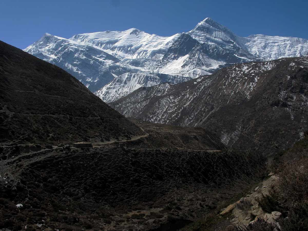 Japanese climbers missing Nepal — Gangapurna and Annapurna III rising above the Manang district of the Annapurna region
