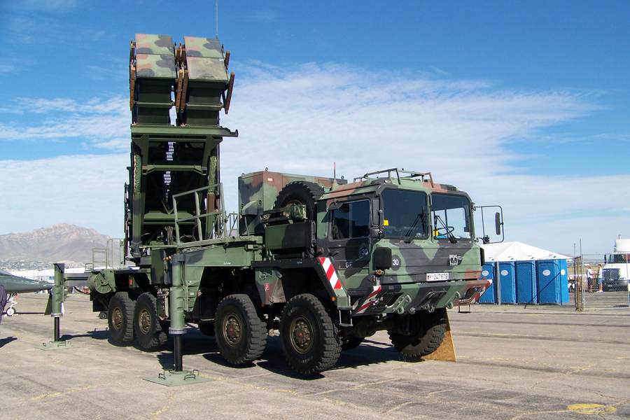 A German Patriot surface-to-air missile launcher — Poland's reported readiness to host a Patriot interceptor factory for Ukraine drew Moscow's warning that European arms factories are targets