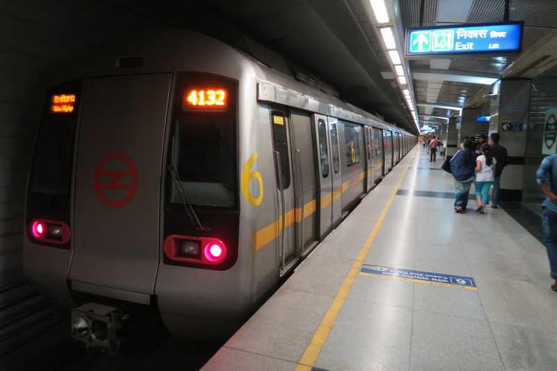 A Delhi Metro train; 57 metro stations face gate closures ahead of the Delhi CJP protest