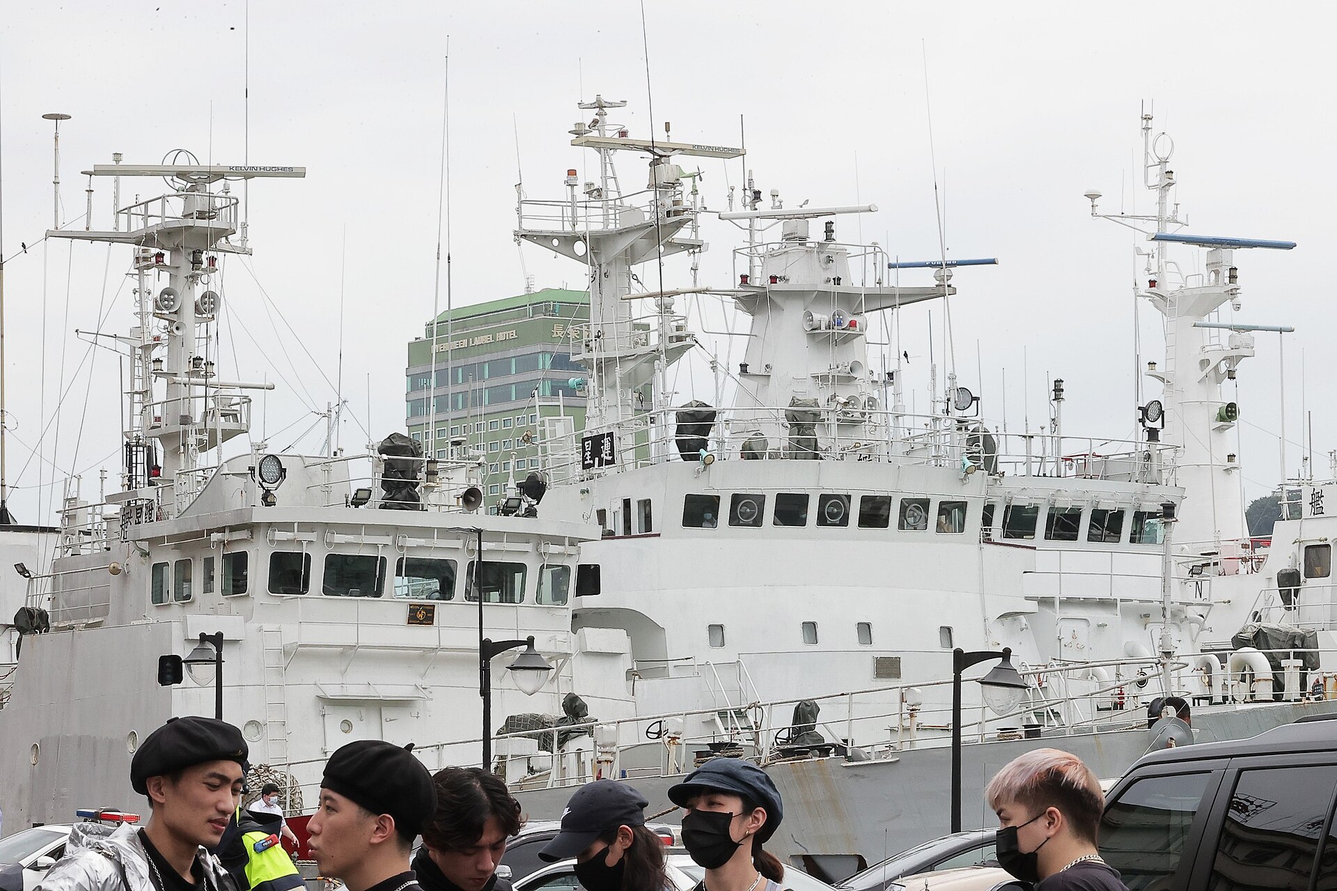Ships secured in Keelung Harbor, Taiwan — boat owners tied down vessels ahead of Typhoon Champi, file photo
