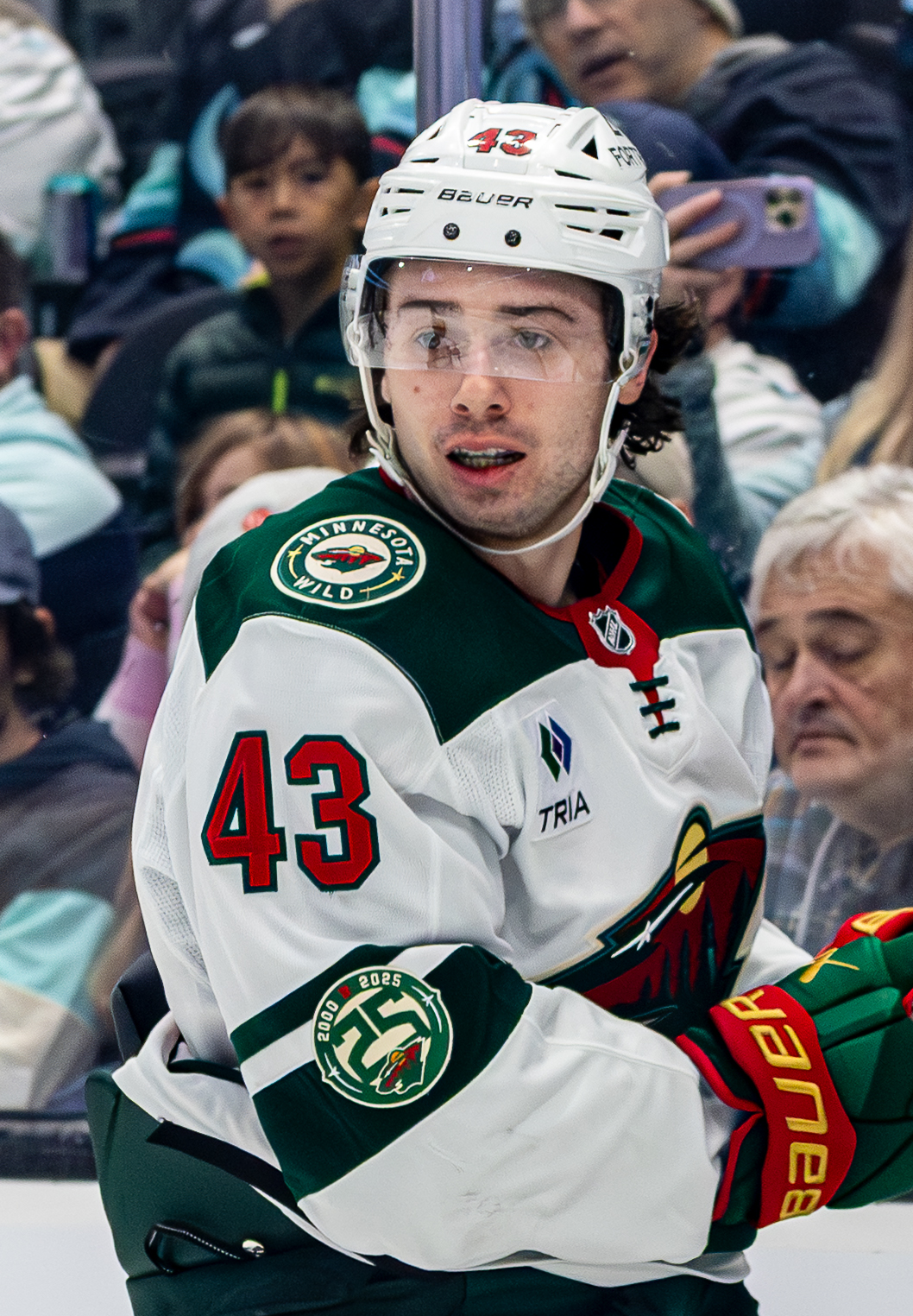 Quinn Hughes 500th point milestone player in a Minnesota Wild jersey, file photo from January 2026