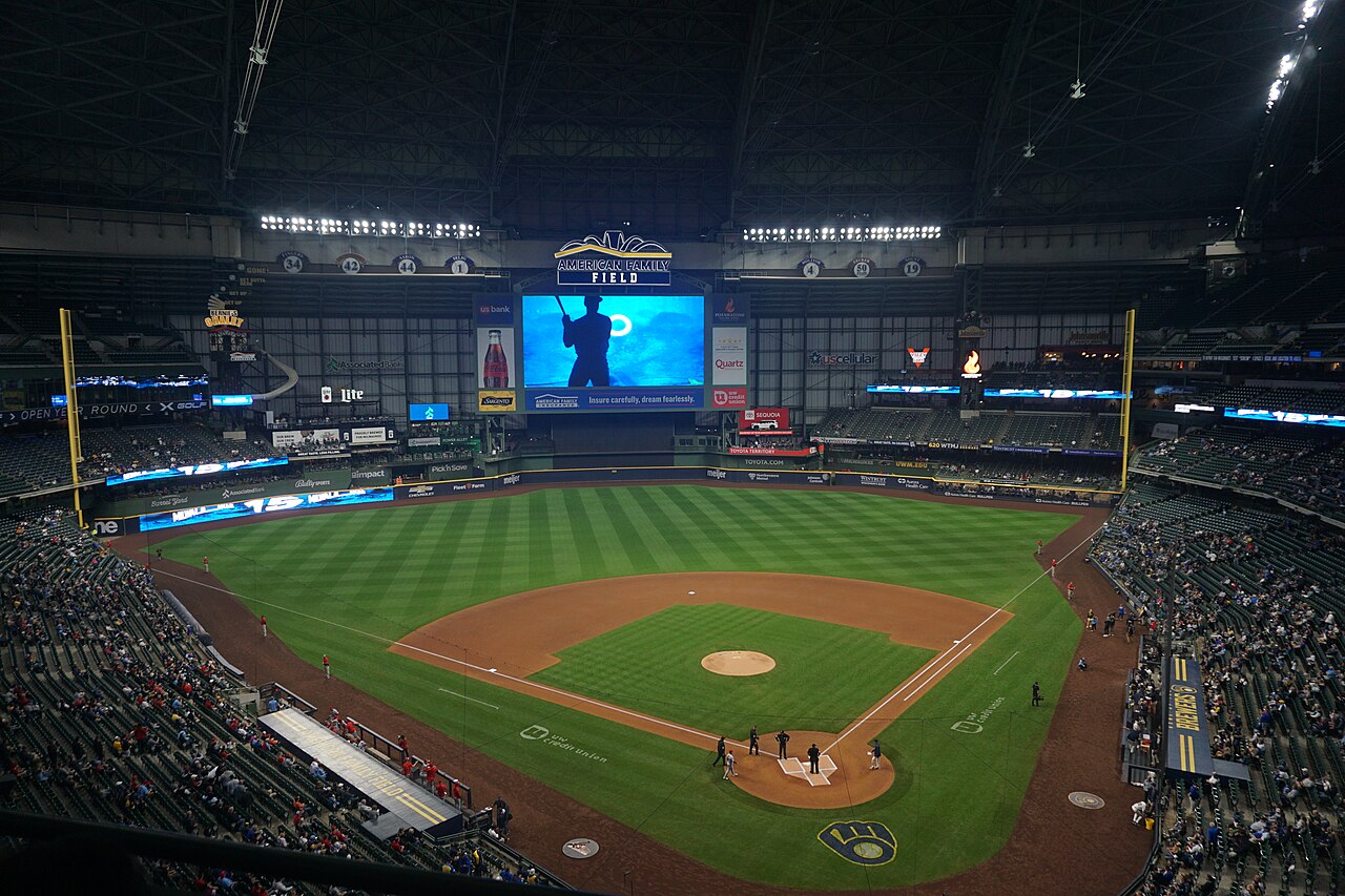 StubHub Brewers World Series tickets cancelled — American Family Field in Milwaukee before a Brewers game, the ballpark hosting World Series Game 1