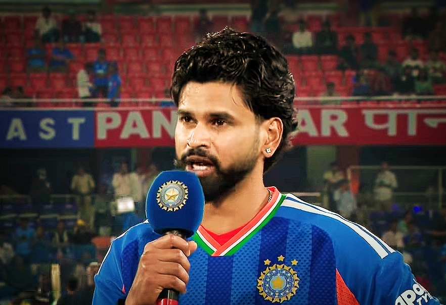 India T20I captain Shreyas Iyer speaking after a match — Iyer's 42 off 28 balls steadied India's record 226 chase against New Zealand after a mid-innings collapse in Christchurch