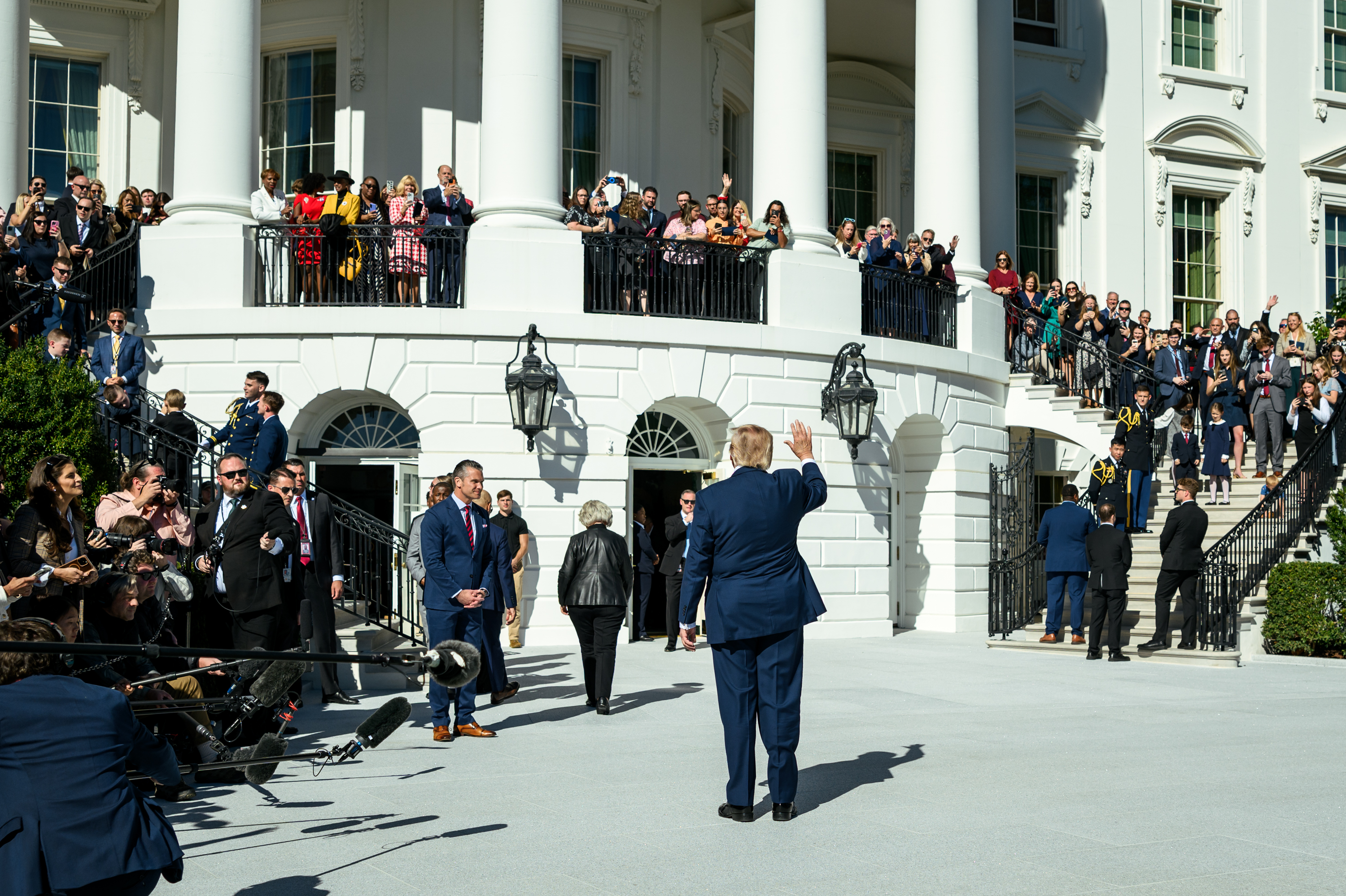 President Donald Trump on the South Lawn of the White House in October 2026