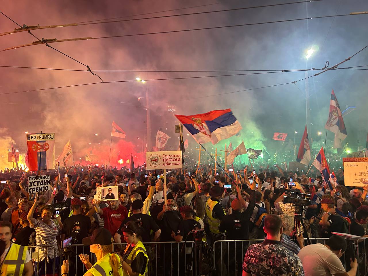 Serbia election Student List — protesters fill Slavija Square in Belgrade during the student-led anti-corruption protests