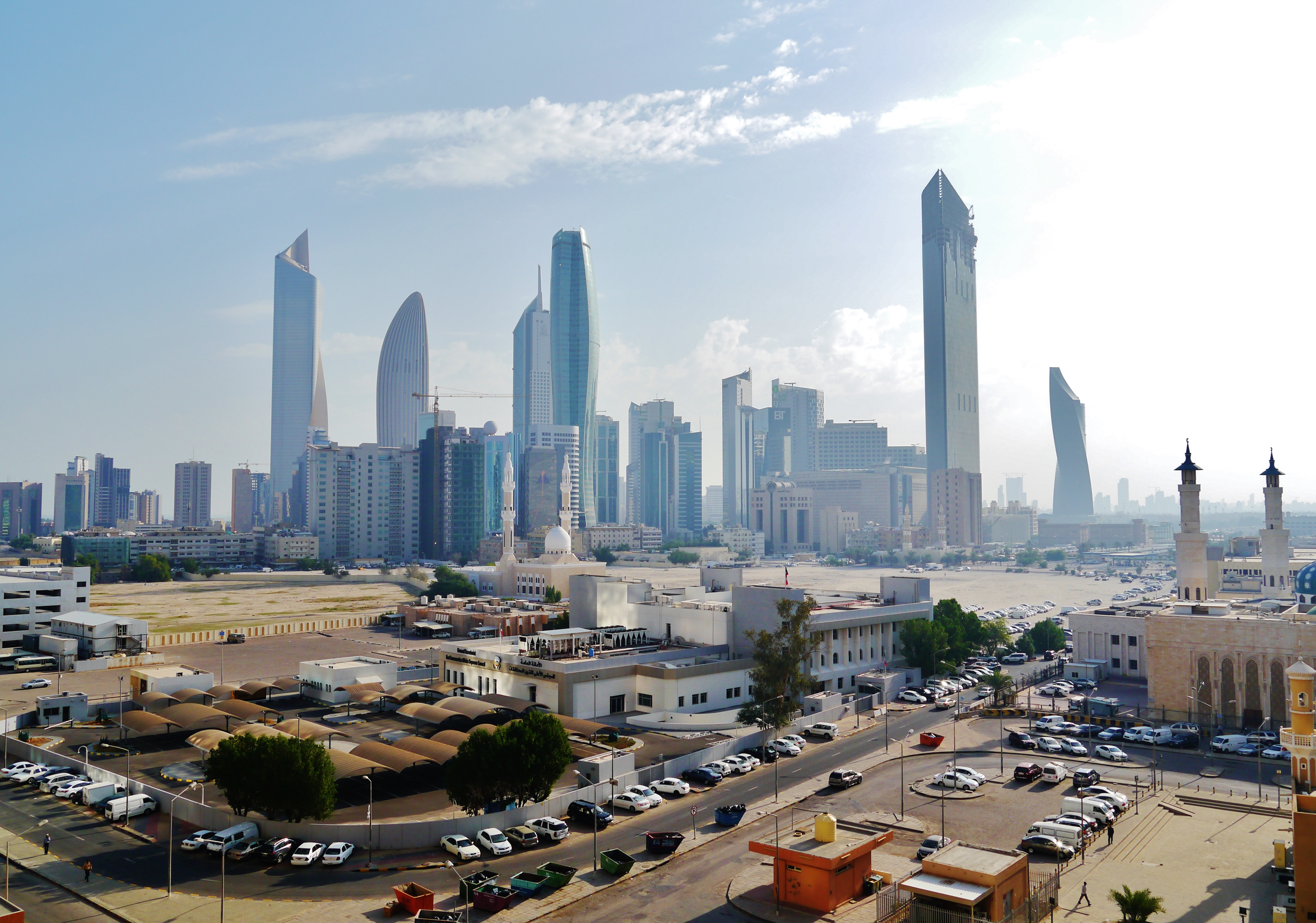 Kuwait City skyline, where a court sentenced three men to death in the Iran assassination plot case