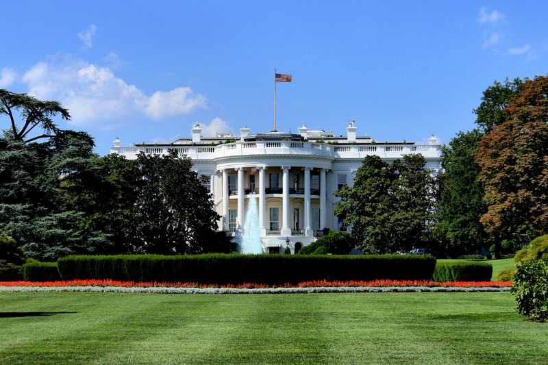 White House South Facade before the Trump White House press ban hearing
