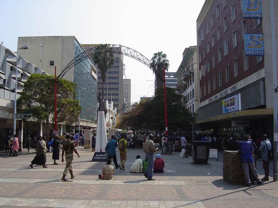 First Street in Harare, Zimbabwe, where political and business circles are assessing the Wicknell Chivayo crash