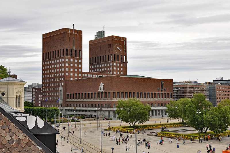 Oslo City Hall in Norway, venue of the Nobel Peace Prize ceremony